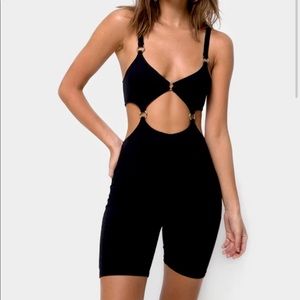 Motel Rocks Cutout Black Bodycon Unitard 🌹
